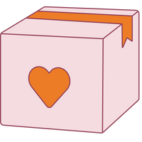 Box with a heart shape on a white background