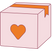 Box with a heart shape on a white background