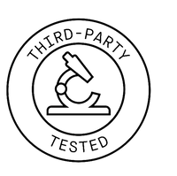 Logo with a microscope and 'Third-Party Tested' text on a white background