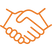 Orange handshake icon on a white background