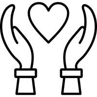 Outline of two hands holding a heart shape