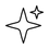 A minimalist black line art icon depicting two sparkles on a solid white background.